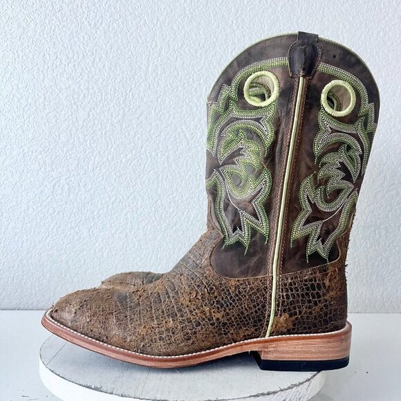 NEW Capitan CHEYENNE Mens Cowboy Boots 11D Western Square Toe Brown Leather Sole - Picture 4 of 11